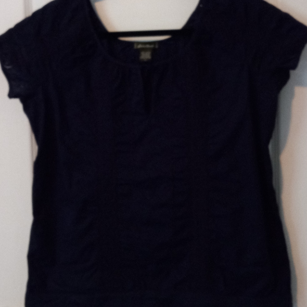 Eddie Bauer navy women's eyelet blouse